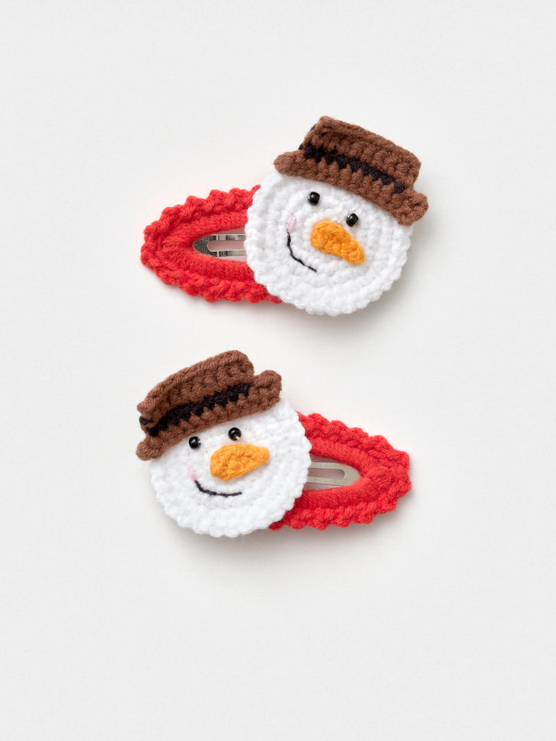 Haarspangenpaar Schneemann